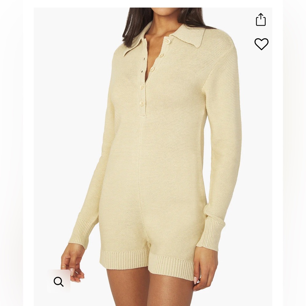WeWoreWhat Half Button Purl Stitch Boxy Romper